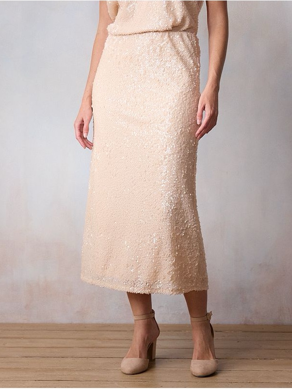 Lc Lauren Conrad Cream Sequin Maxi Skirt